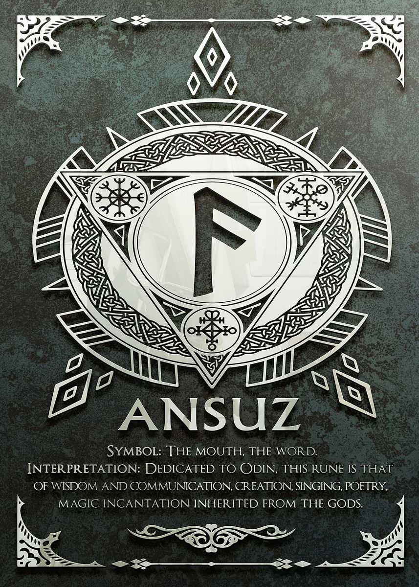 '03 ANSUZ The RUNES ORACLE' Poster, picture, metal print, paint by ...