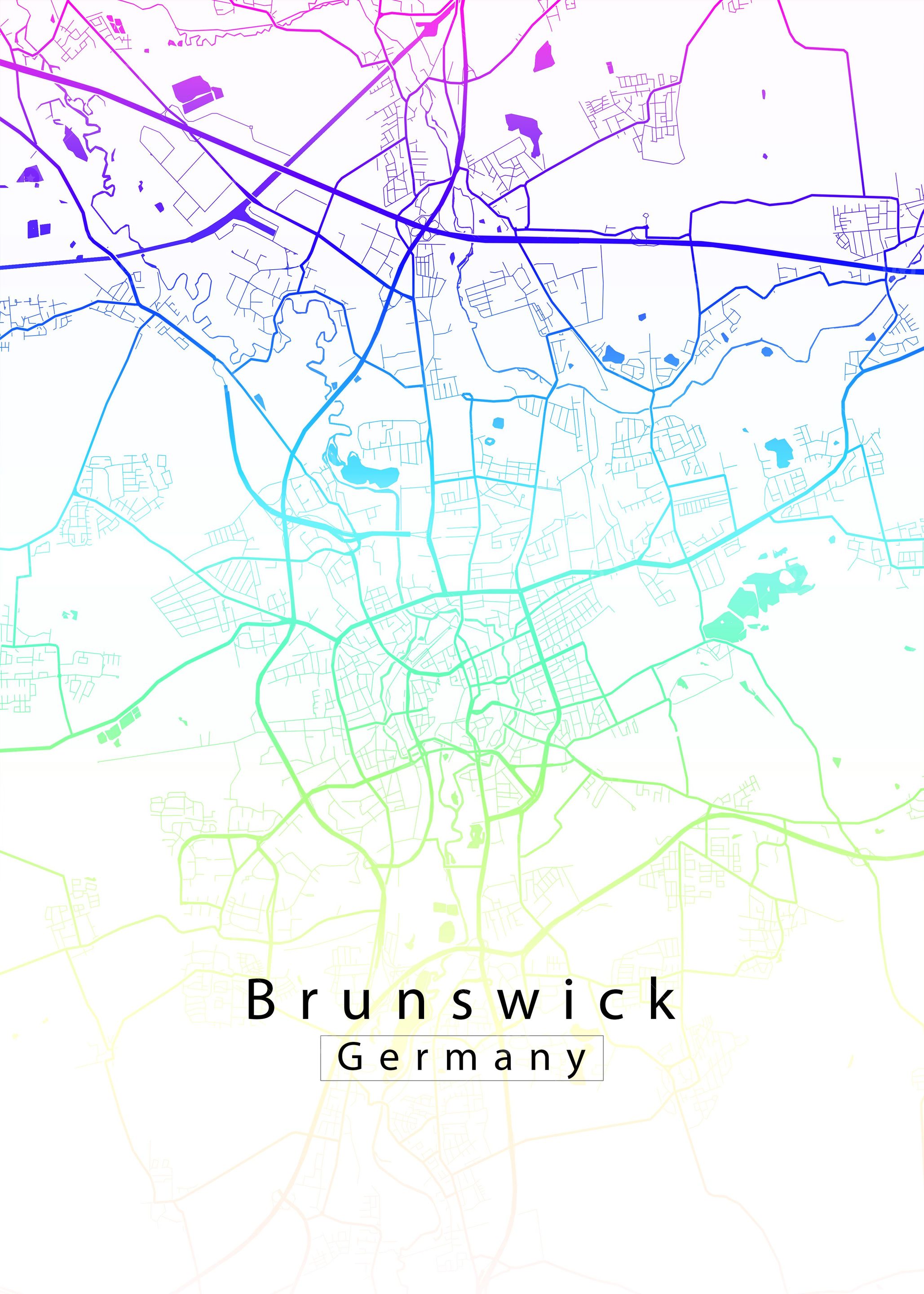 'Brunswick City Map' Poster, picture, metal print, paint by Mapique ...