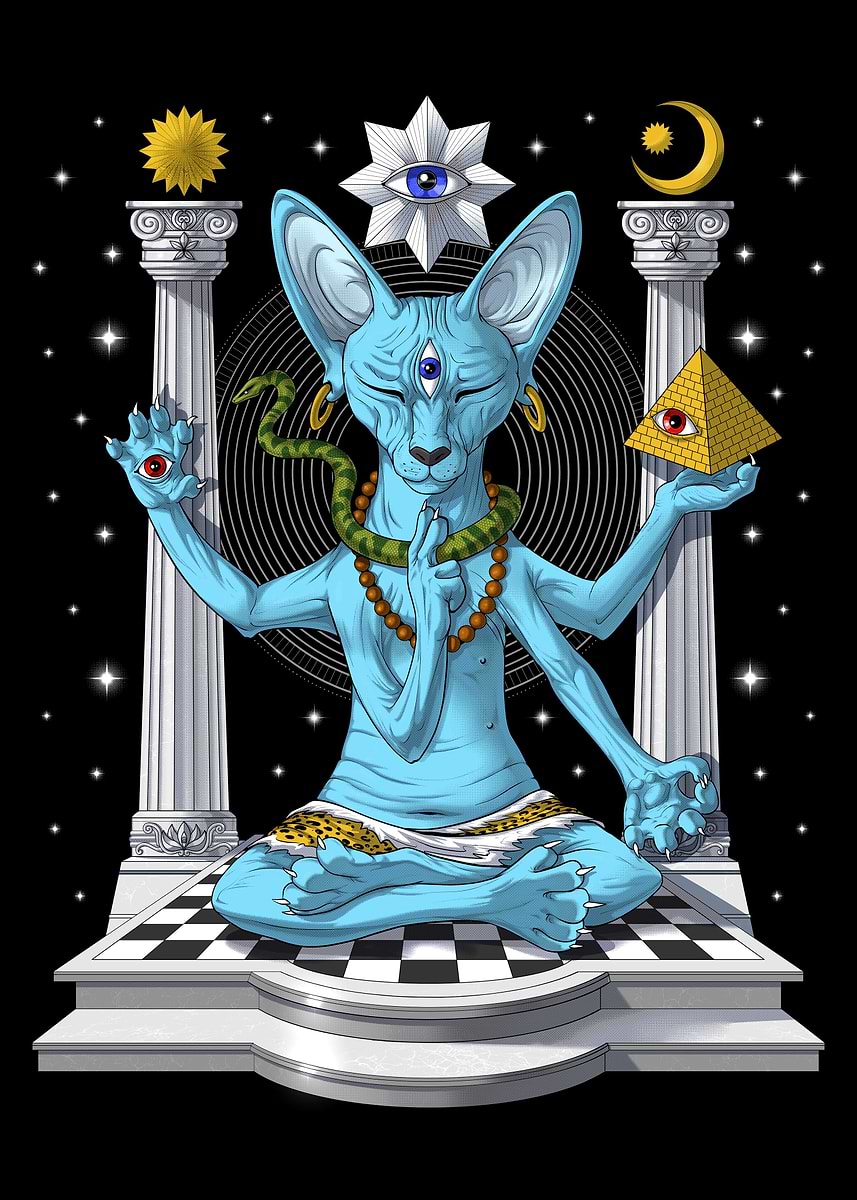 'Sphynx Cat Shiva' Poster, picture, metal print, paint by Psychonautica ...