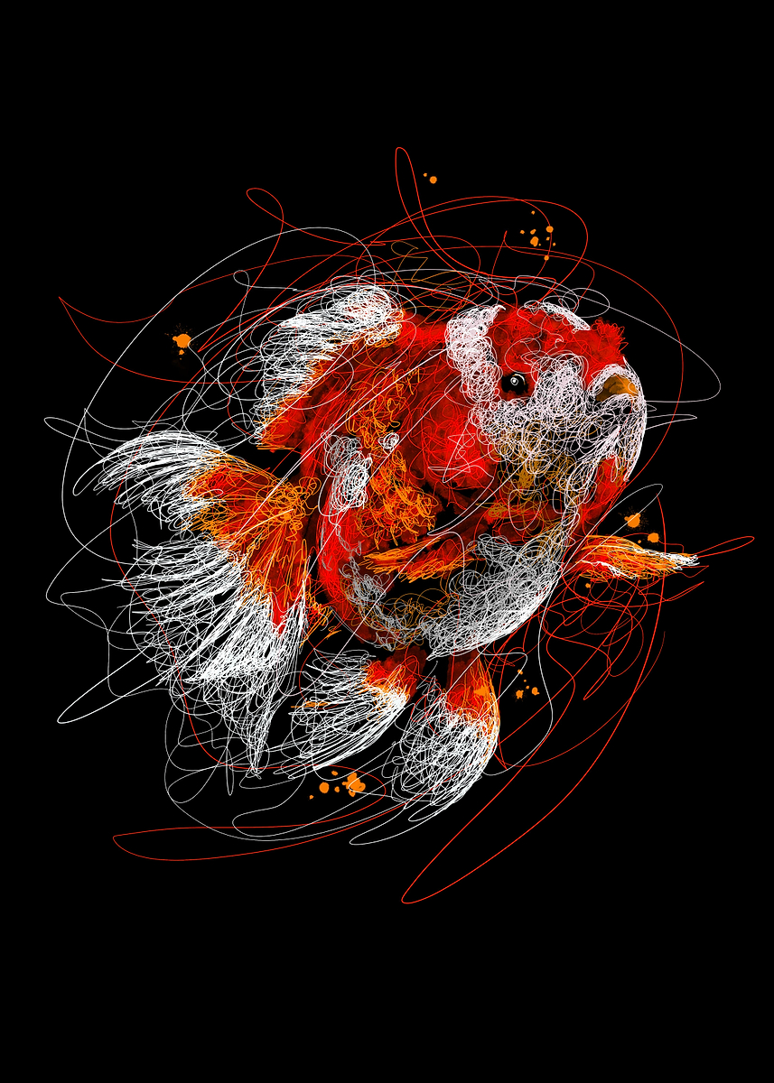 'Koki fish scribble' Poster, picture, metal print, paint by yunur mawan ...