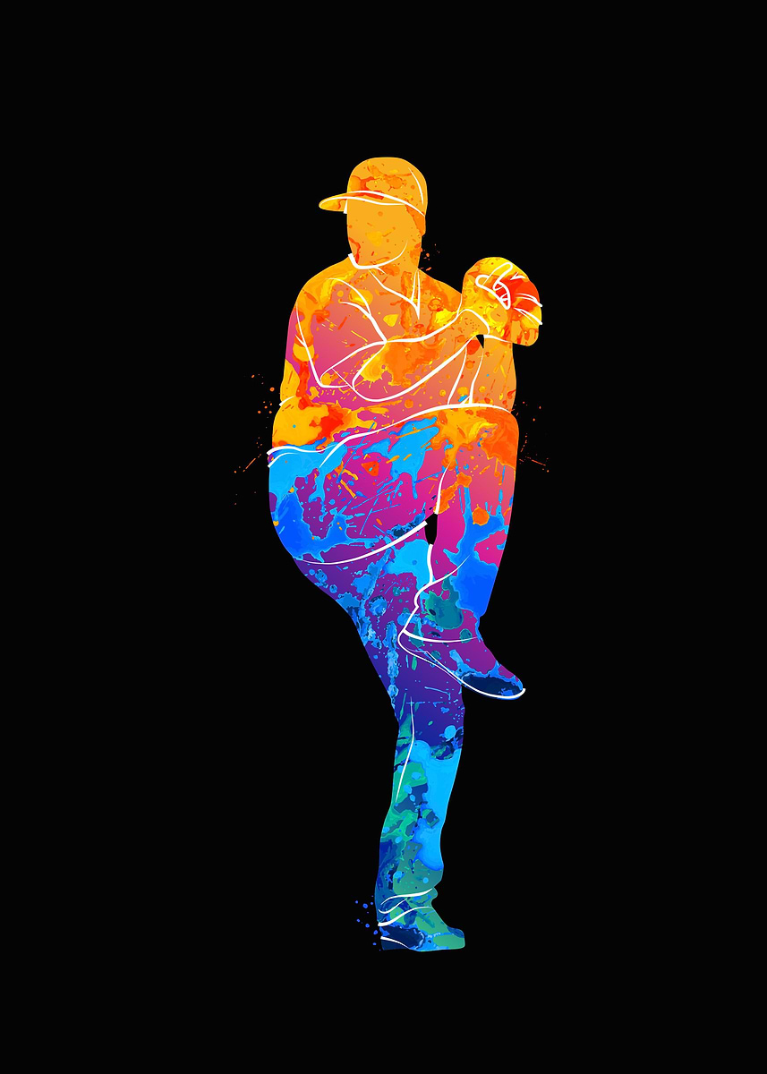 'Abstract baseball player' Poster, picture, metal print, paint by ...