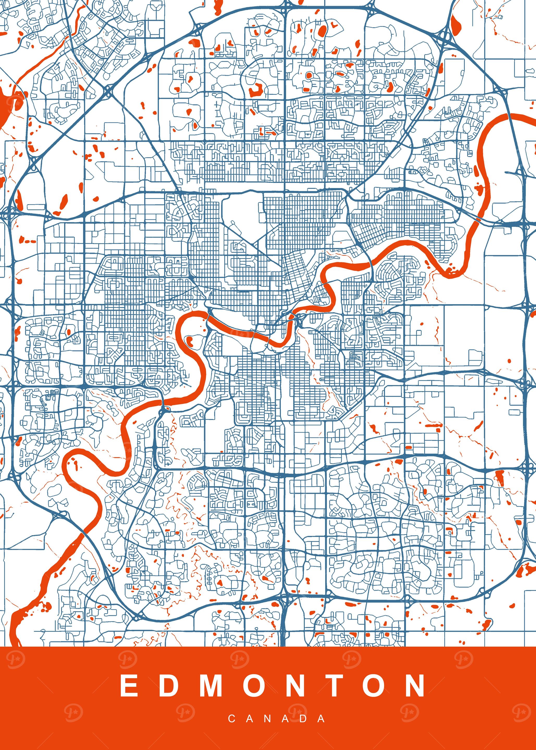 'EDMONTON Map CANADA' Poster, picture, metal print, paint by UrbanMaps ...