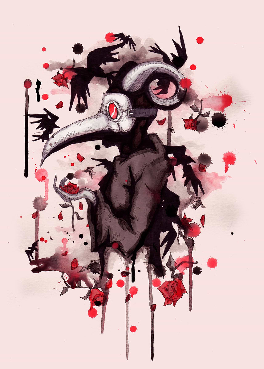 'Dead Roses' Poster, picture, metal print, paint by LVB Art | Displate
