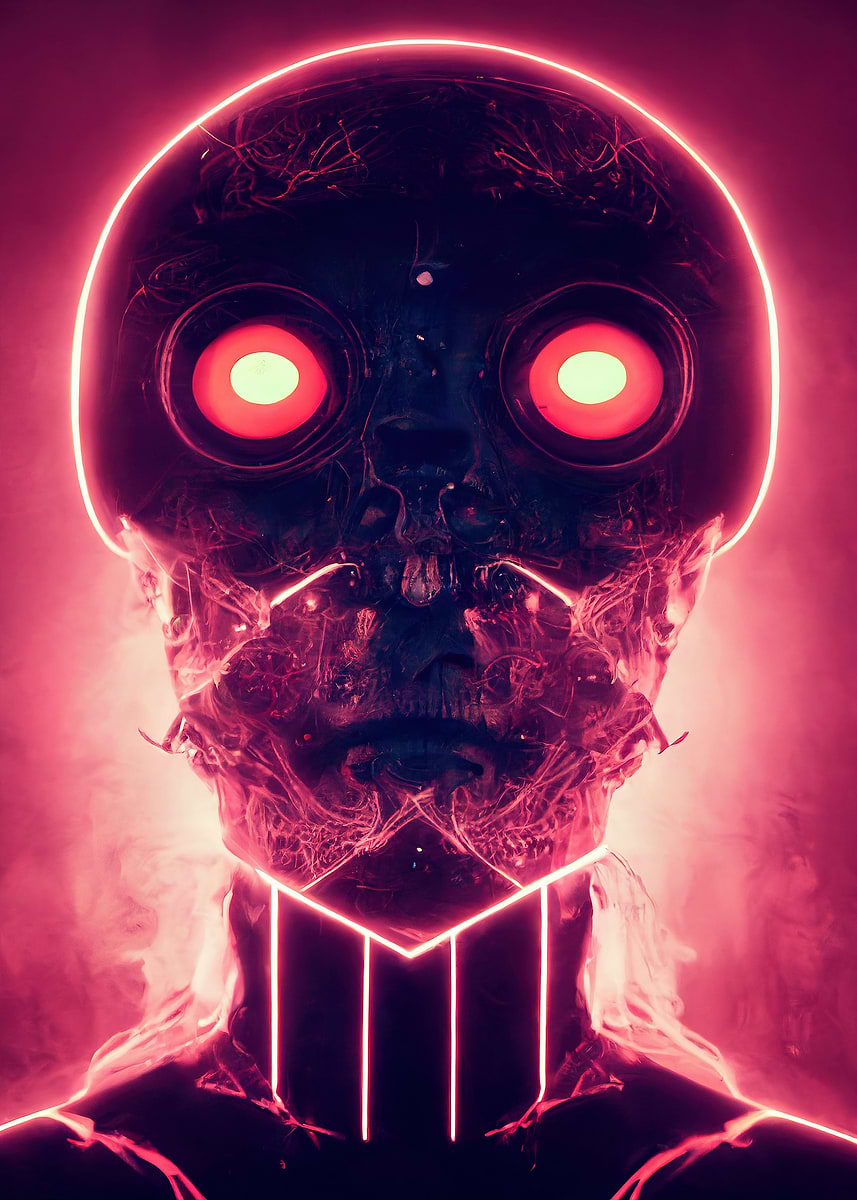 'The synths real face' Poster, picture, metal print, paint by ...