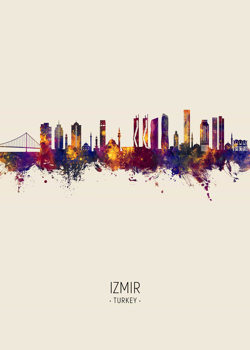 'Izmir Skyline Turkey' Poster, picture, metal print, paint by Michael ...