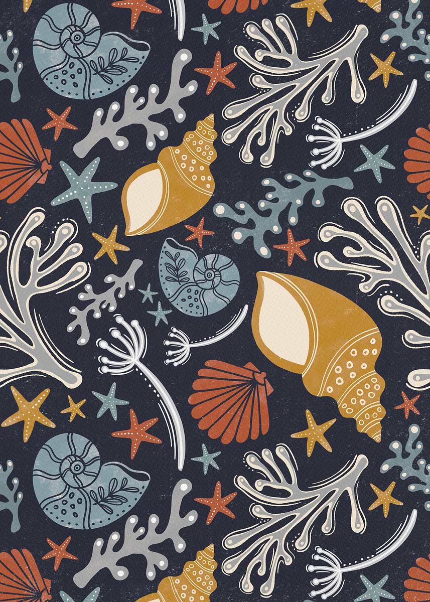 Pattern Artists Shells 'Sea shells pattern' Poster, picture, metal print, paint by LaurenFaye ...