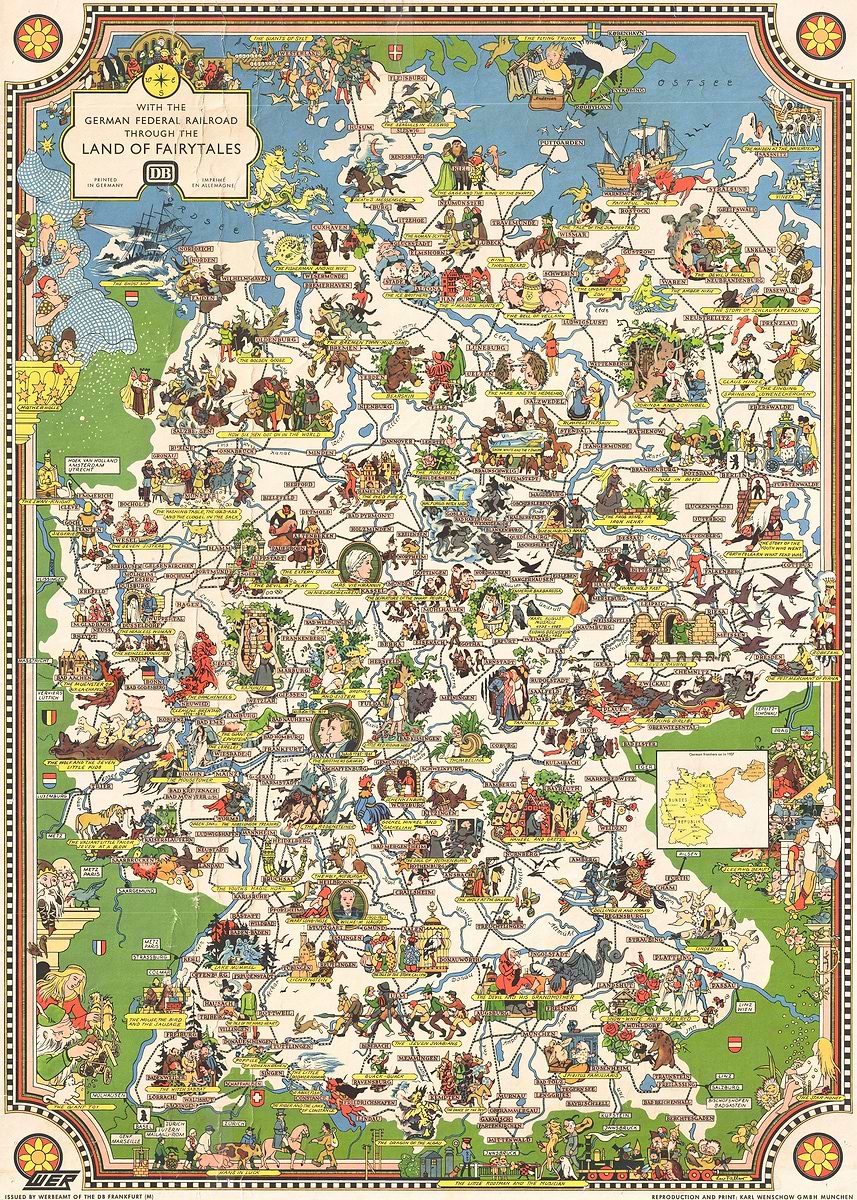 'German Fairytales Map' Poster, picture, metal print, paint by REAL ...