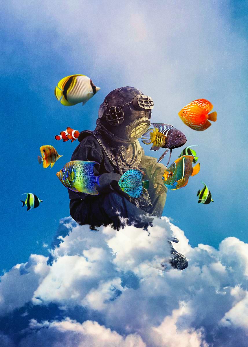 'Like A Fish Out Of Water' Poster, picture, metal print, paint by seam ...