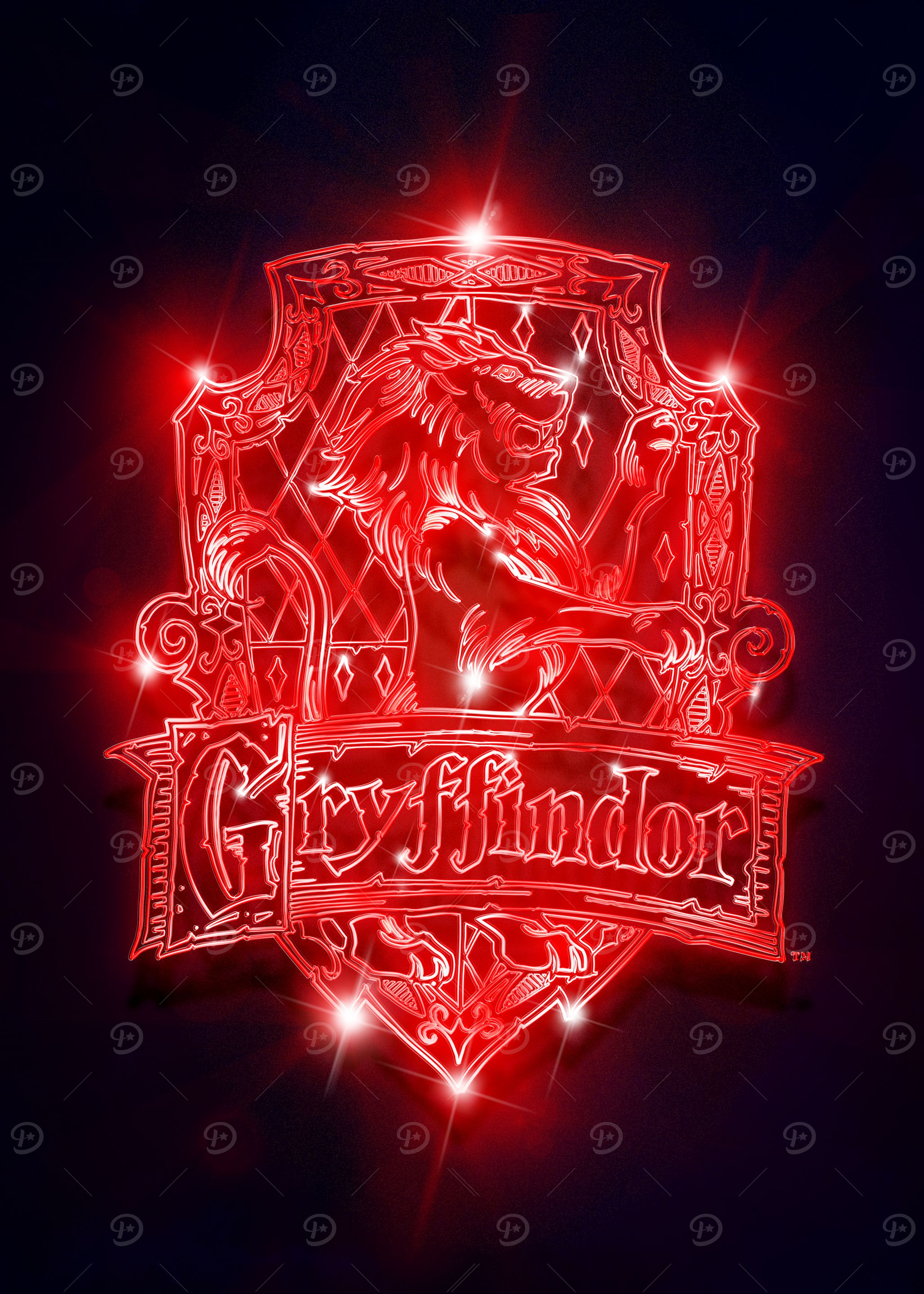 Gryffindor Neon Crest' Poster, picture, metal print, paint by