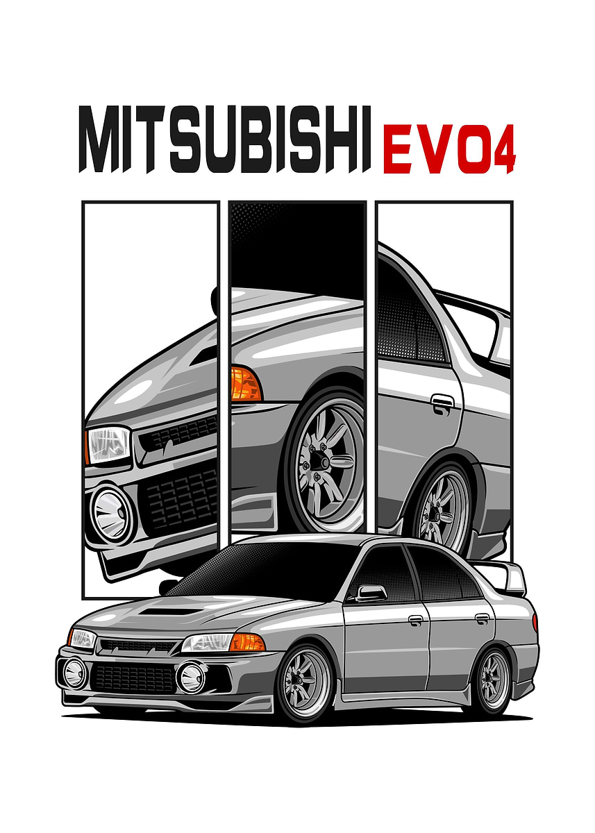 Mitsubishi Lancer Evo 4' Poster, picture, metal print, paint by