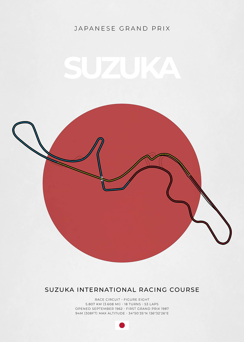 ○鈴鹿 Suzuka Grand prix Andrew Kitson ポスター