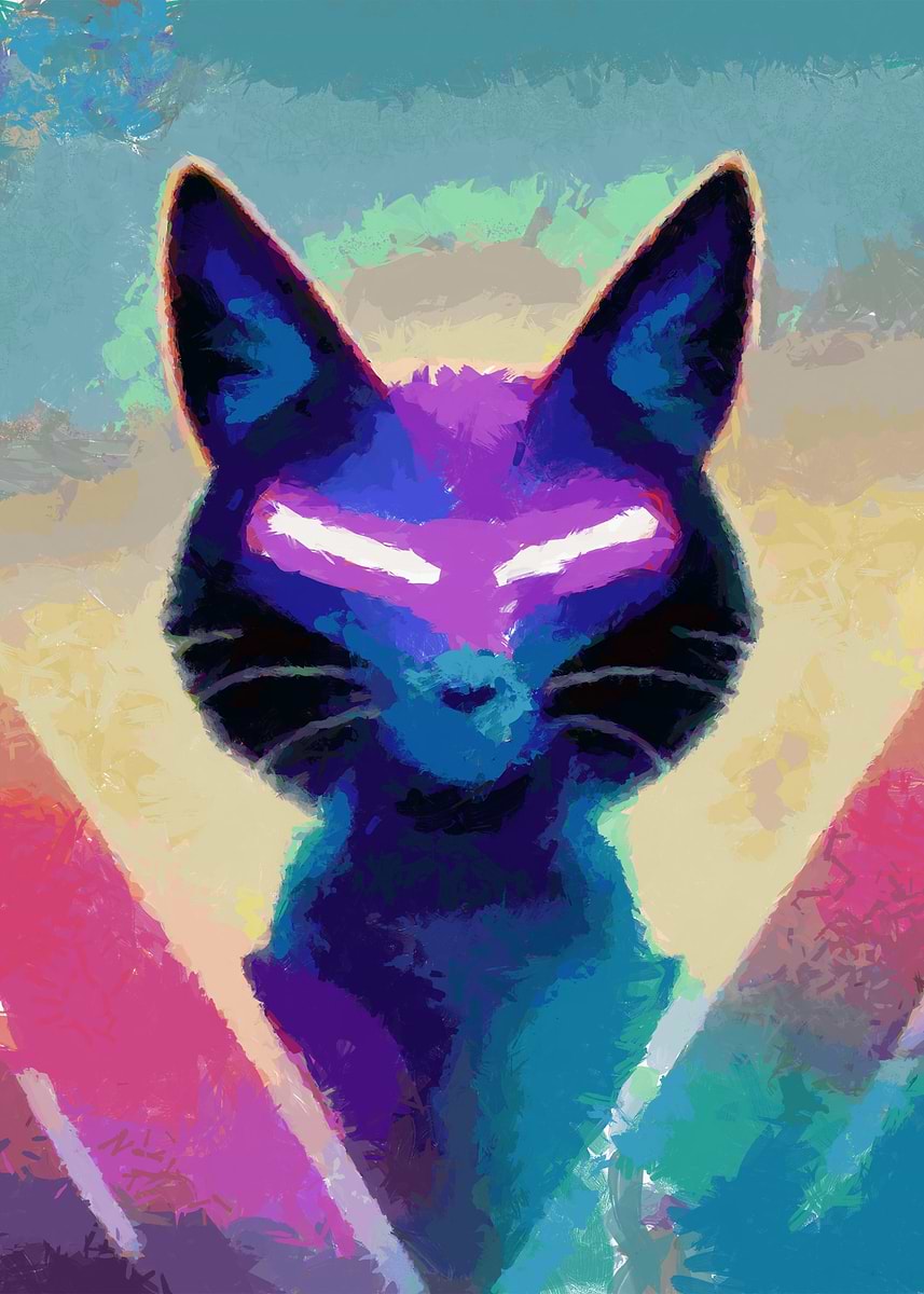 Cyper Kat 'Cyber cat' Poster, picture, metal print, paint by Dark Zeka | Displate