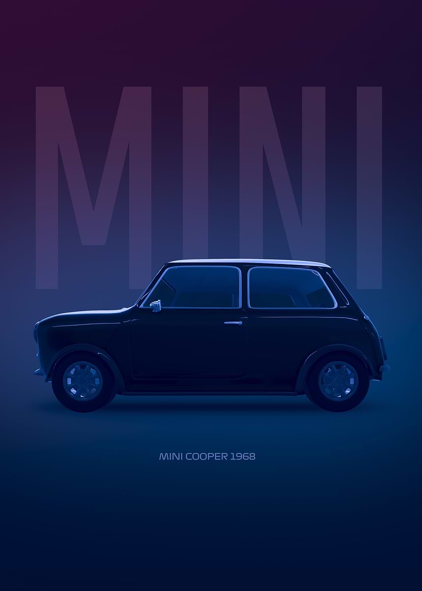 'Austin mini mini cooper' Poster, picture, metal print, paint by ...