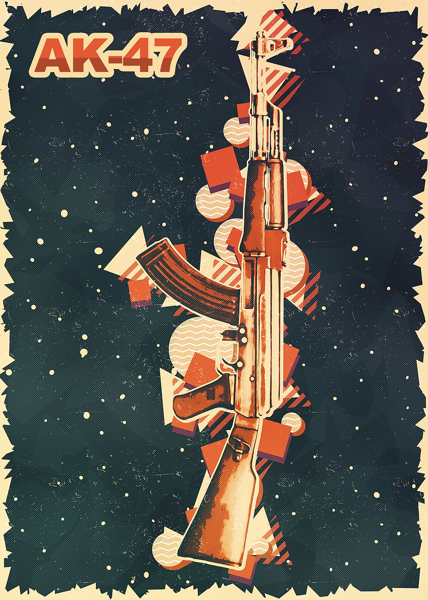 AK47 Gun' Poster, picture, metal print, paint by Colorize Studio