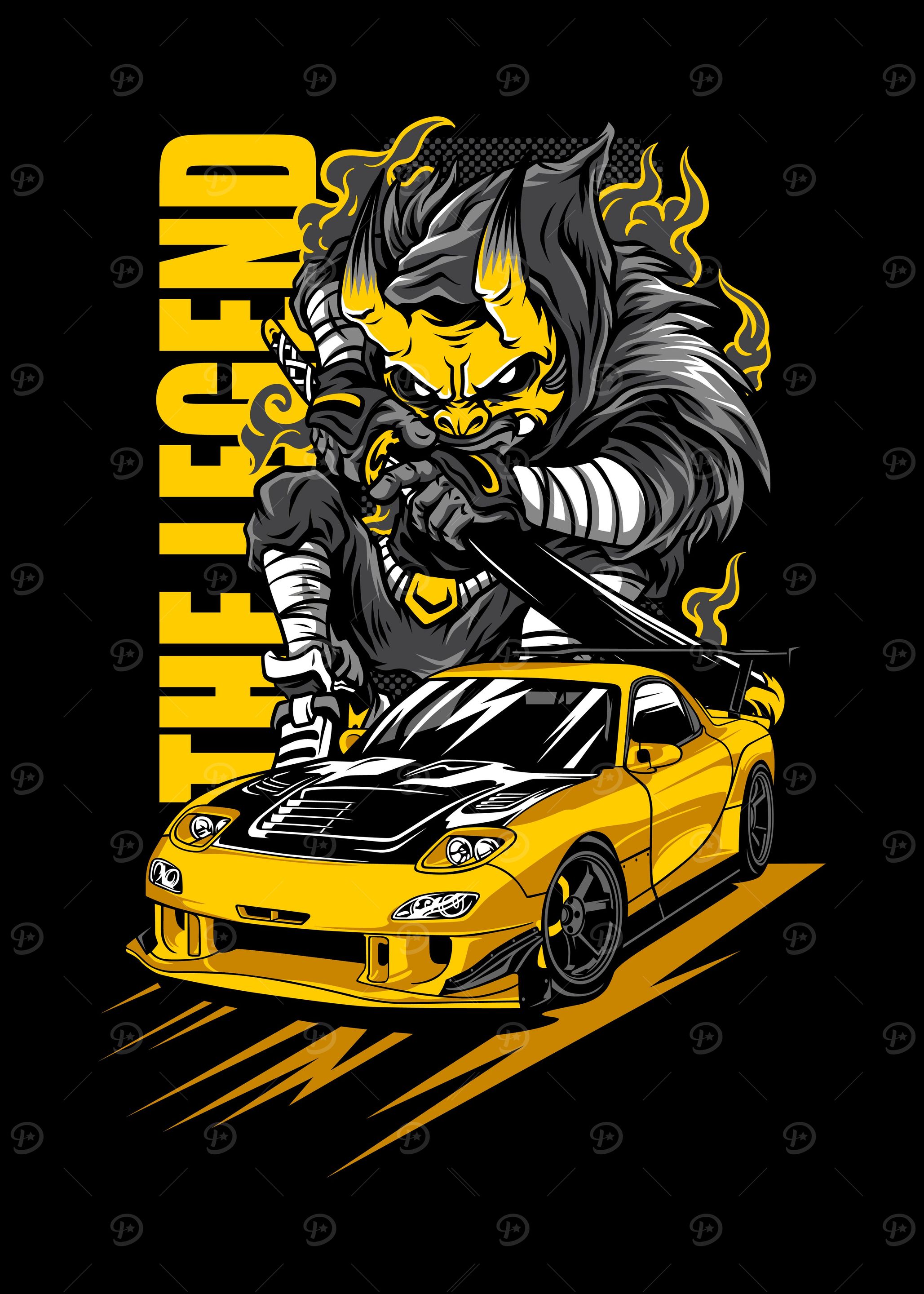 Mazda RX7 ' Poster, picture, metal print, paint by Hasnaa Art