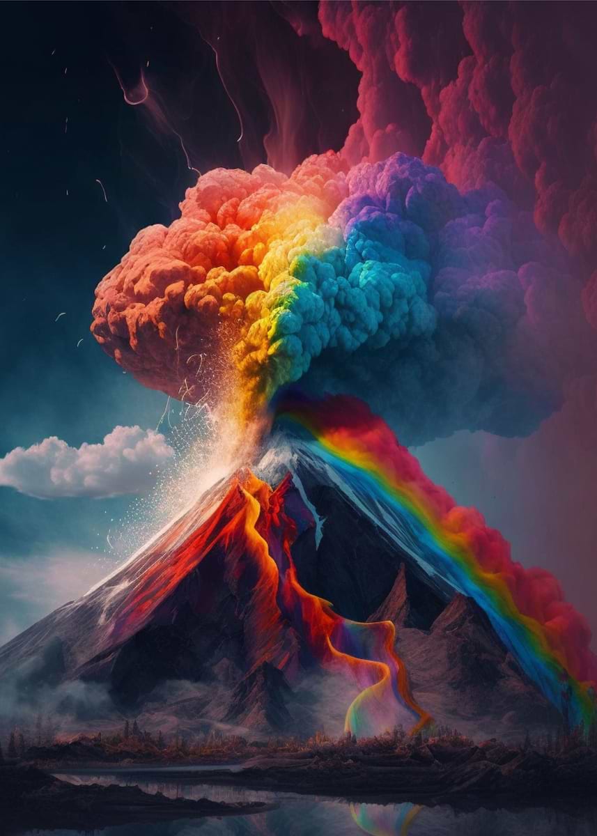 Volcano Color Rgb 'Rainbow Volcano' Poster, picture, metal print, paint by Premier ...