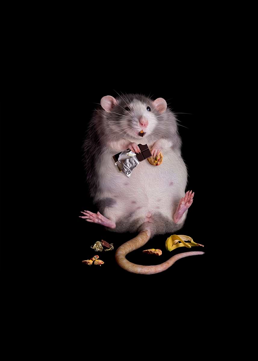 Fat Rapping Mouse 'Fat meme mouse' Poster, picture, metal print, paint by Finnick | Displate