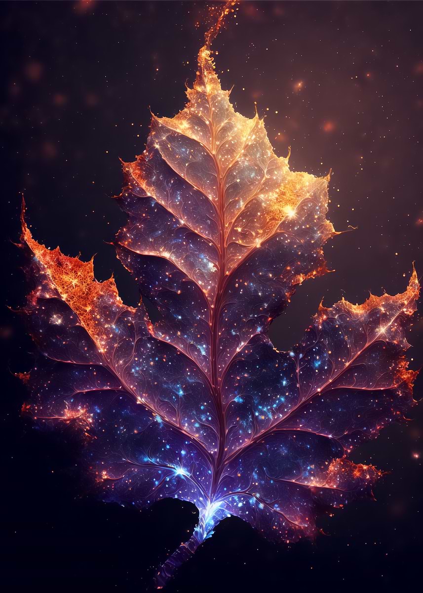 Galactic Leaf — from the Galactic Garden collection, a Pixaverse metal print