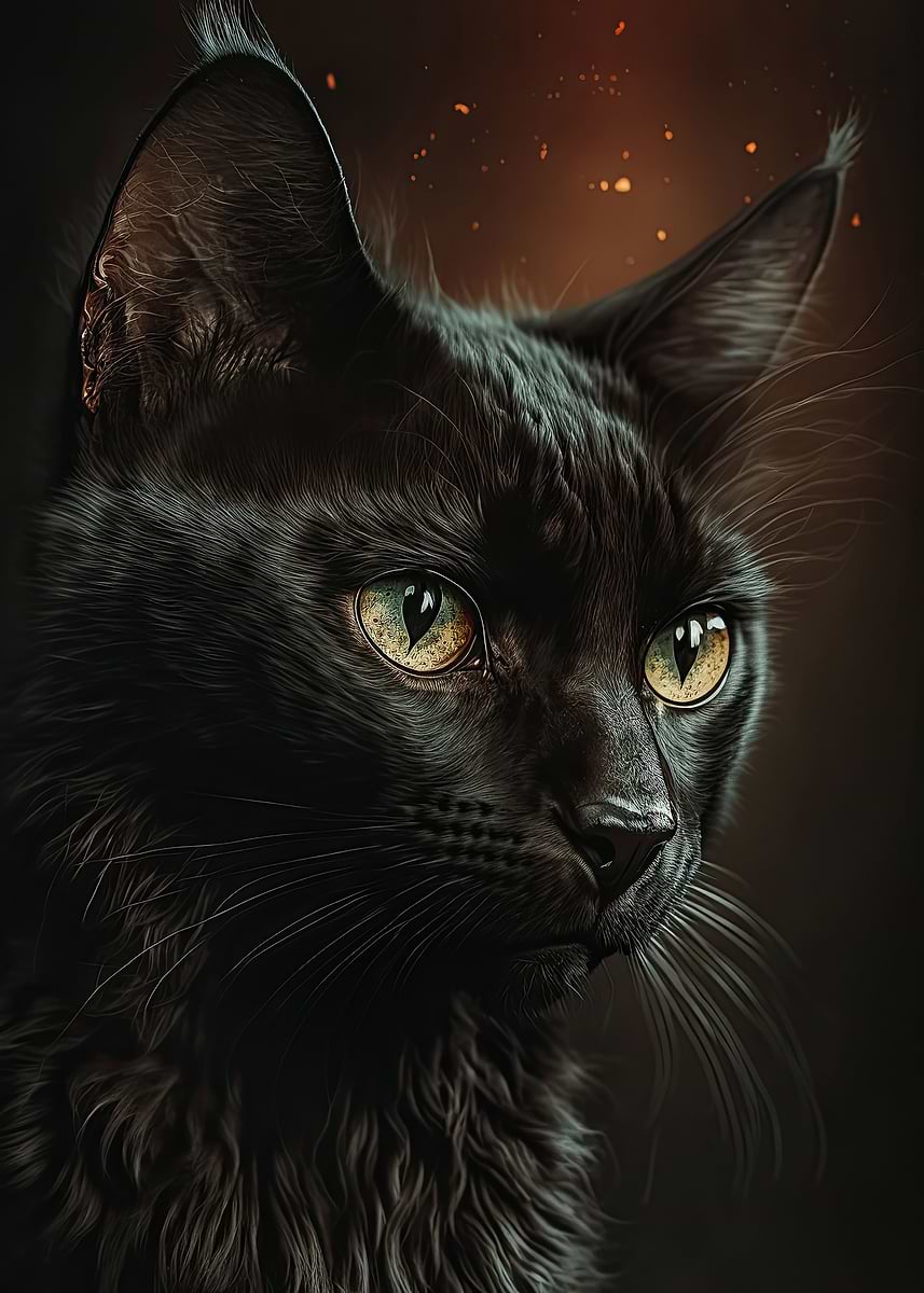 Beautiful Black Cat' Poster, picture, metal print, paint by