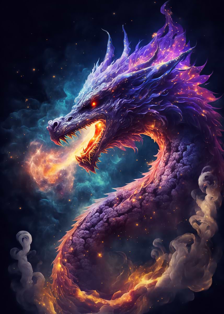 Elder Dragons Galaxy — from the Cosmic Creatures collection, a Pixaverse metal print