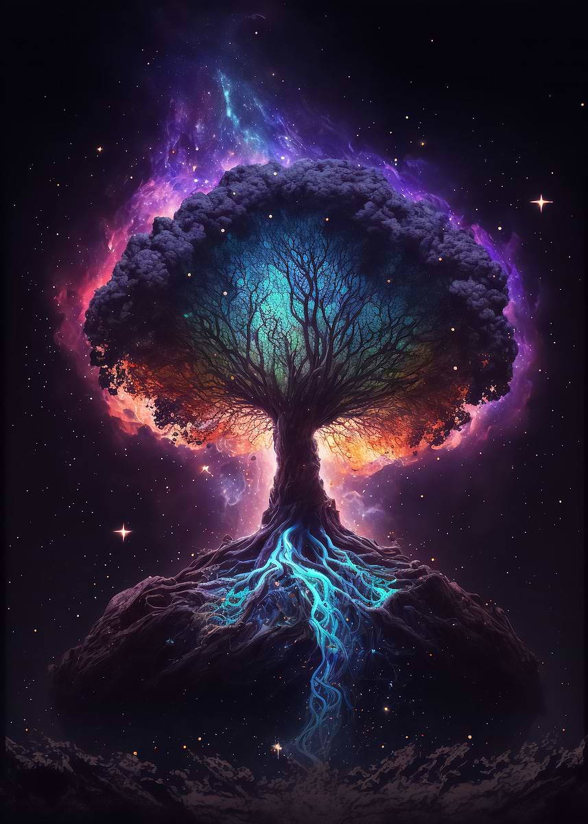 Tree of the Universe — from the Galactic Garden collection, a Pixaverse metal print