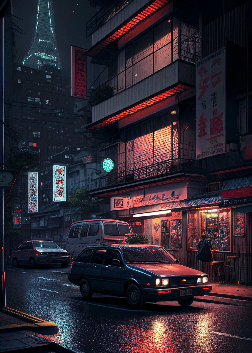 'Tokyo at night' Poster, picture, metal print, paint by Mesh | Displate