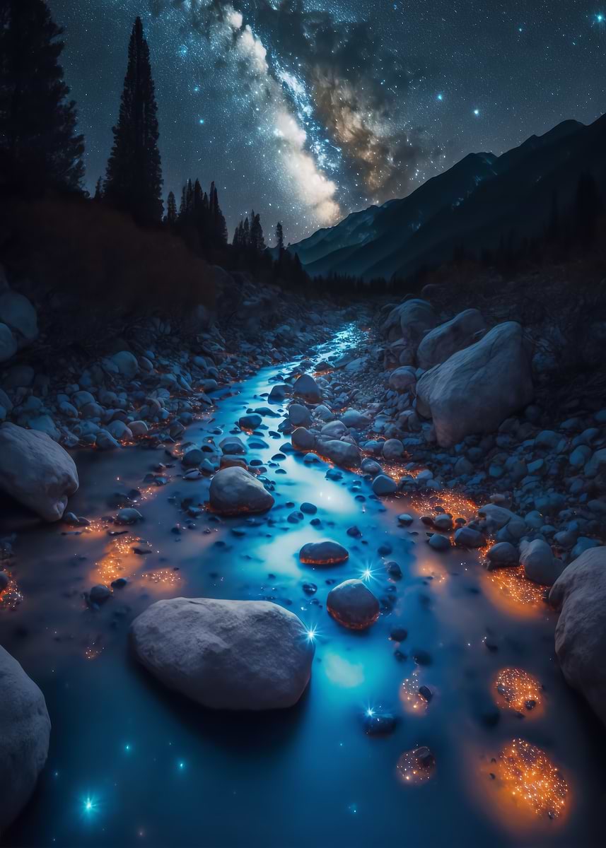Shine on the Way — from the Alien Worlds collection, a Pixaverse metal print