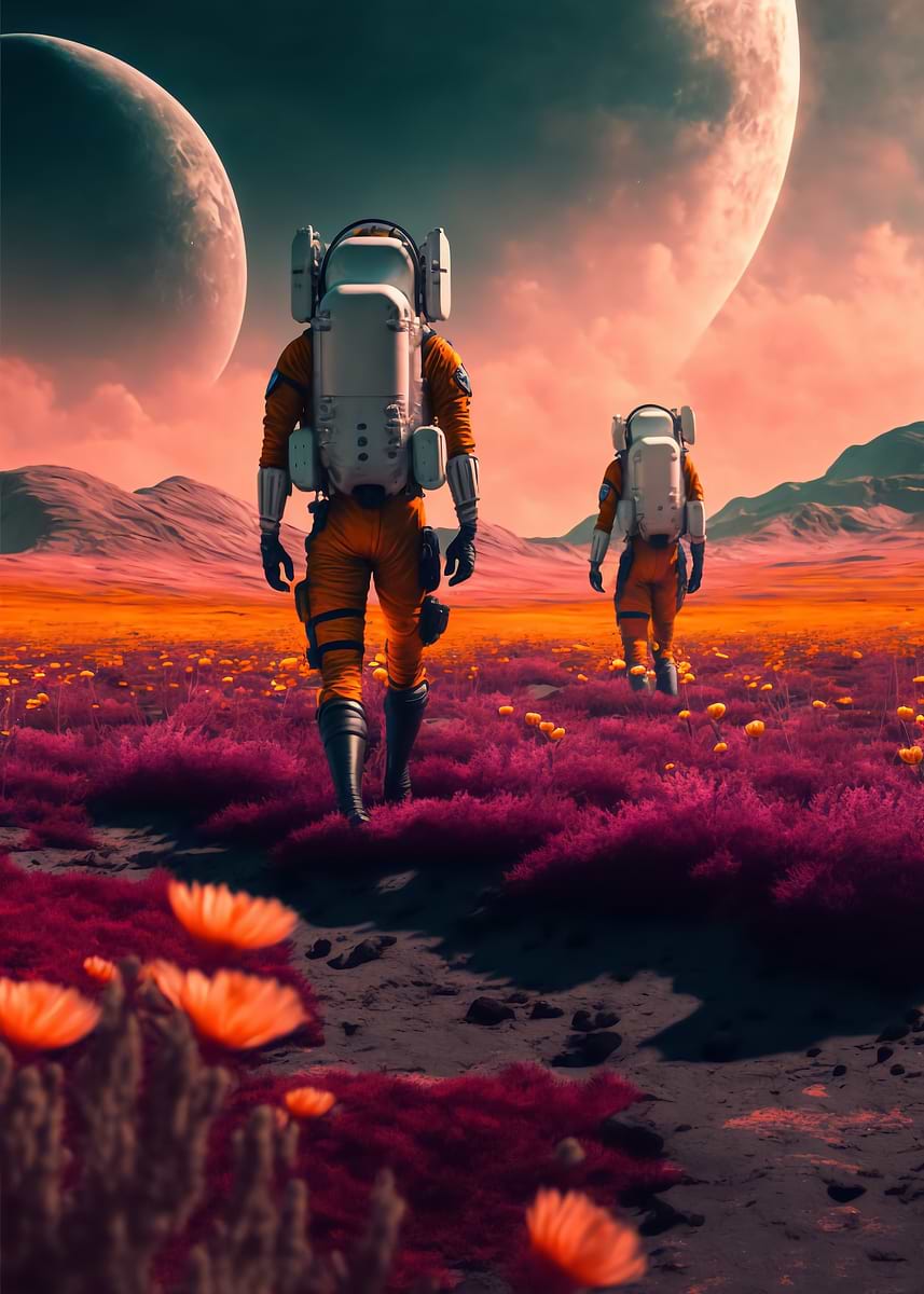 Love Beyond the Stars — from the Space Odyssey collection, a Pixaverse metal print