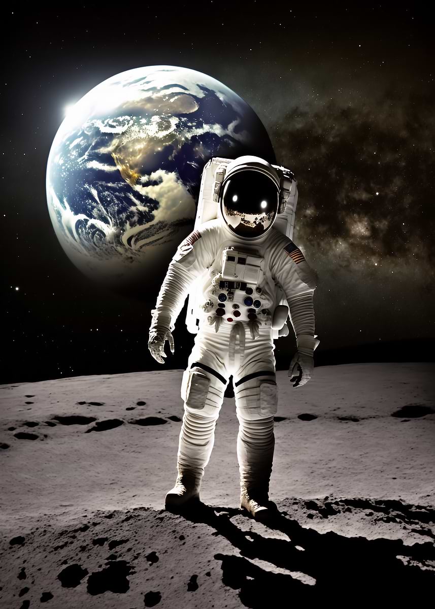 Apollo 11 Earth Portrait — from the Space Odyssey collection, a Pixaverse metal print