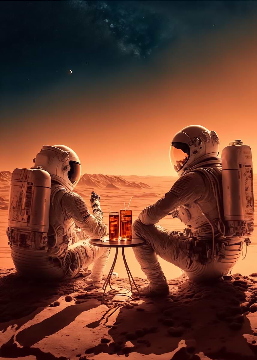 Martian Space Bar — from the Space Odyssey collection, a Pixaverse metal print