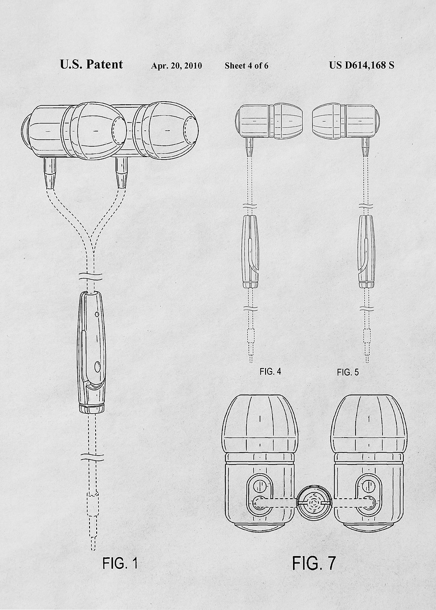 'Headphones Blueprint' Poster, picture, metal print, paint by Posterium ...