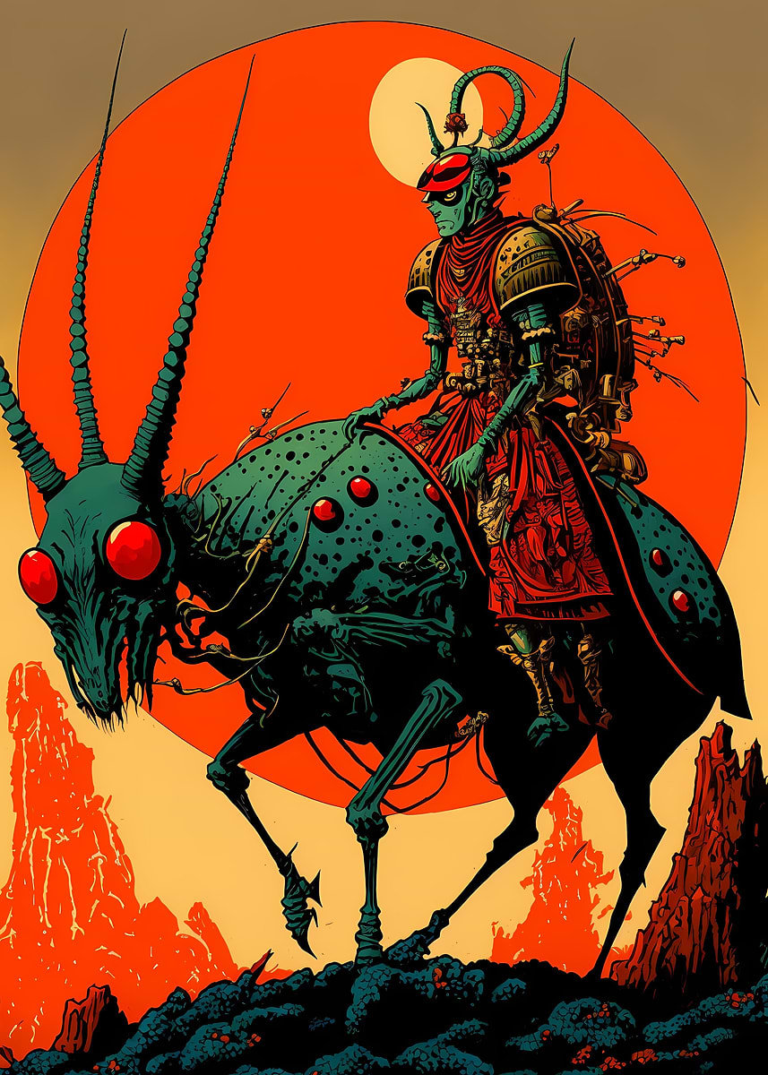Insect Riders Japanese 'Samurai Beetle Rider' Poster, picture, metal print, paint by david ...