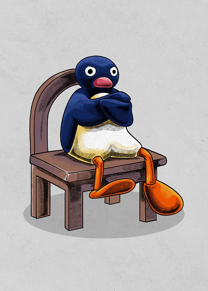 'Angry Pingu Meme' Poster, picture, metal print, paint by Mikhaila ...