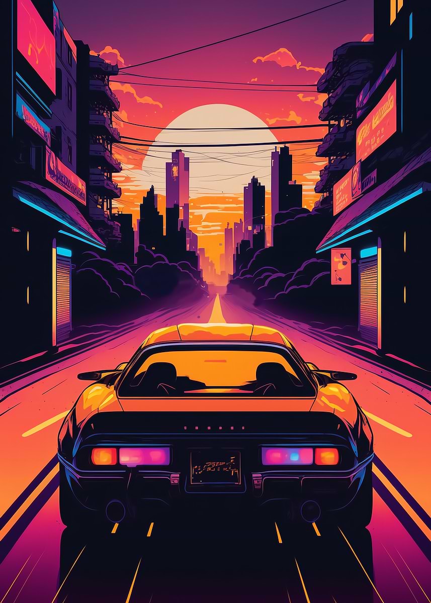 Supra MK3 Retro Painting — from the Trending Cars Retro collection, a Pixaverse metal print