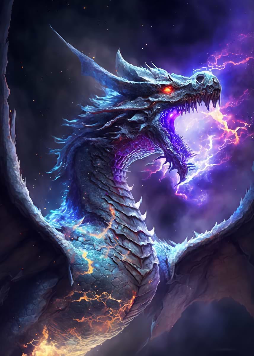 Dragon Ruler of the Galaxy — from the Cosmic Creatures collection, a Pixaverse metal print