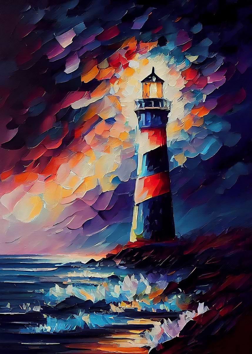'Lighthouse of colors' Poster, picture, metal print, paint by ...