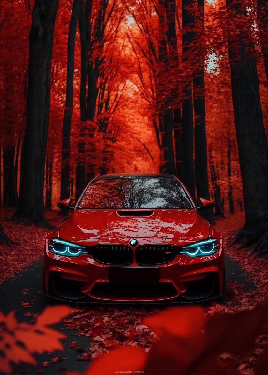 BMW M3 Redwood Forest — from the Trending Cars Retro collection, a Pixaverse metal print
