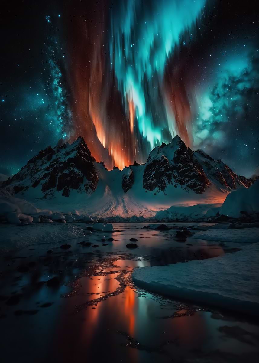 Aurora Borealis at Night — from the Alien Worlds collection, a Pixaverse metal print