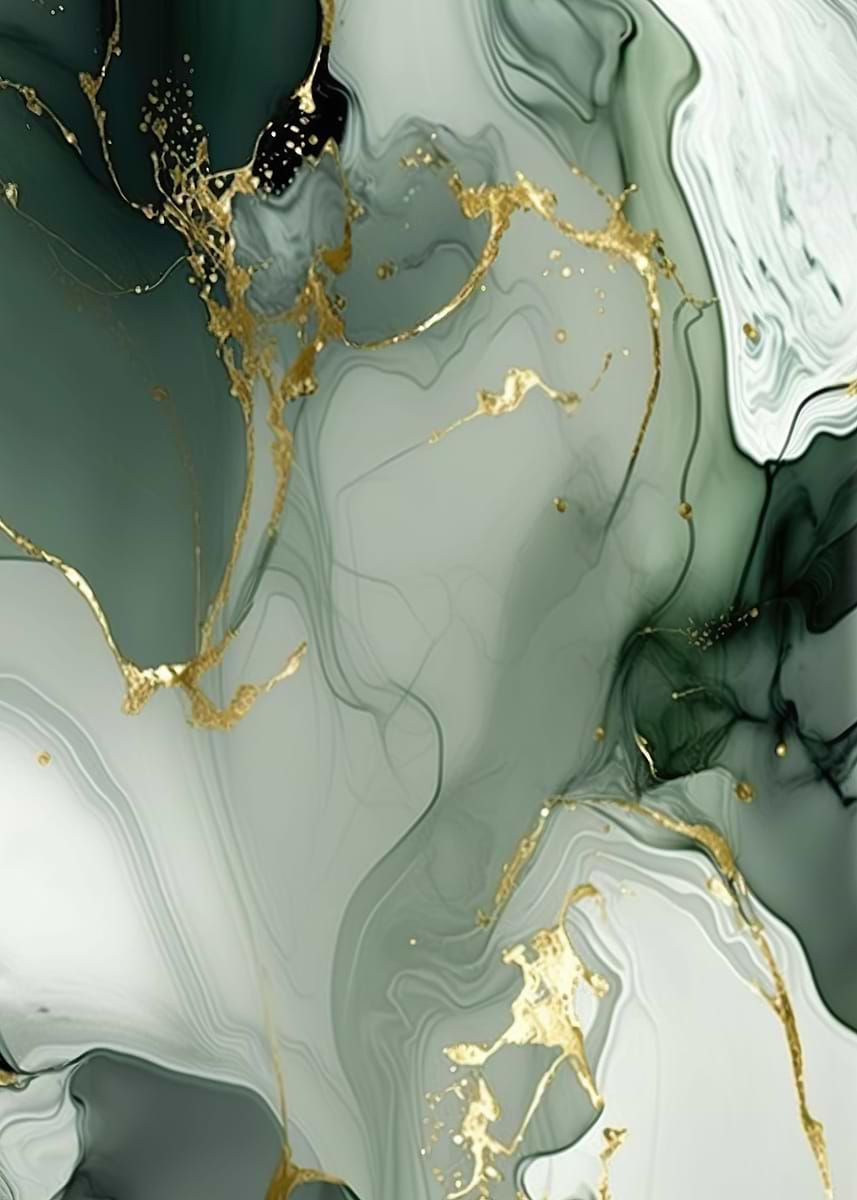 Sage Green Marble Gold' Poster, picture, metal print, paint by