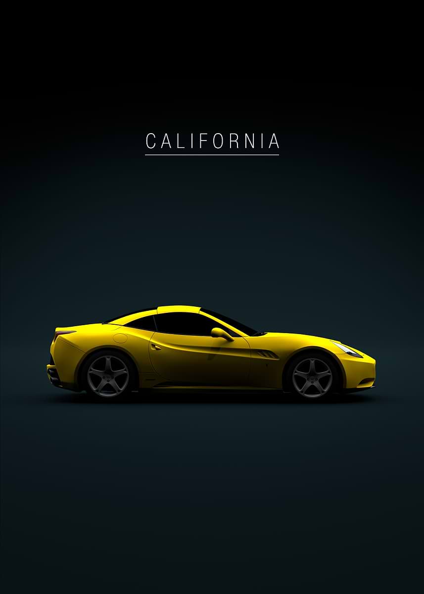 Ferrari California Yellow' Poster, picture, metal print