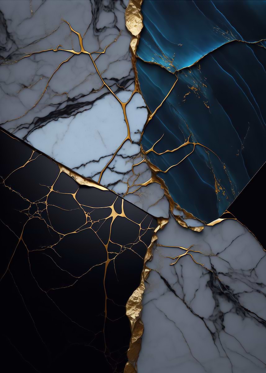 Abstract Marble Kintsugi — from the Abstract Nature Kintsugi collection, a Pixaverse metal print