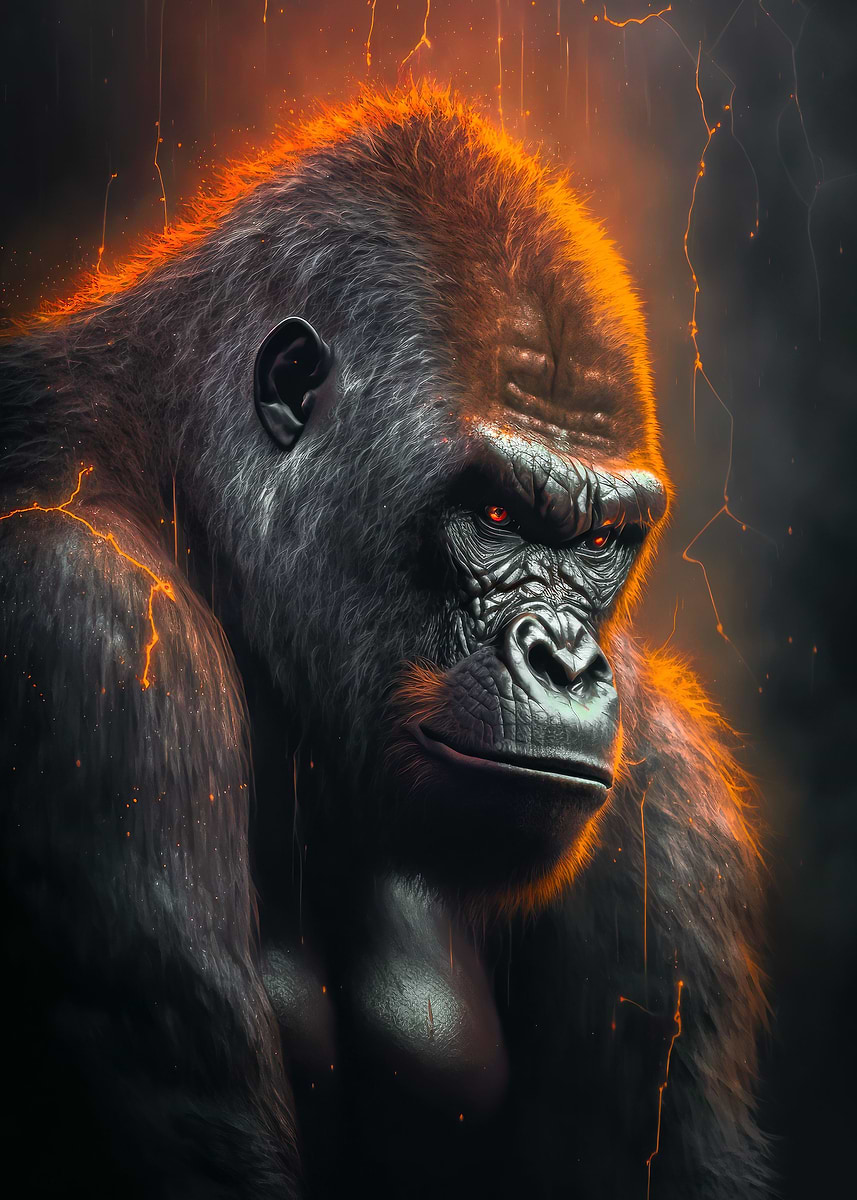 gorilla様オーダー Thunder Gorilla' Poster, picture, metal print, paint by Zenz