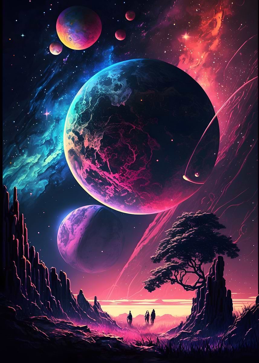 Neon Galaxy' Poster, picture, metal print, paint by GoodLifeImages