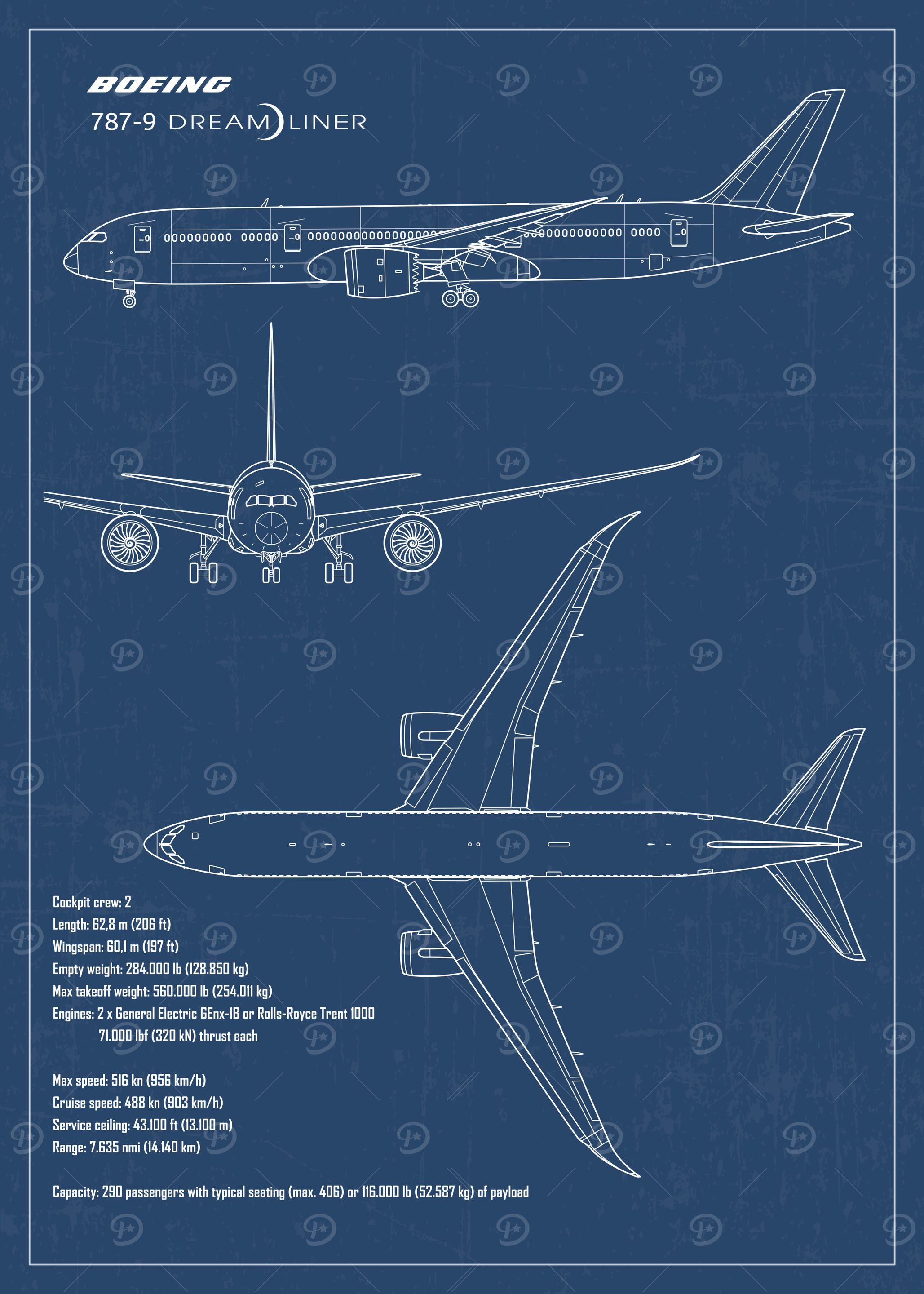 Boeing 787 Dreamliner Jet' Poster, picture, metal print, paint by