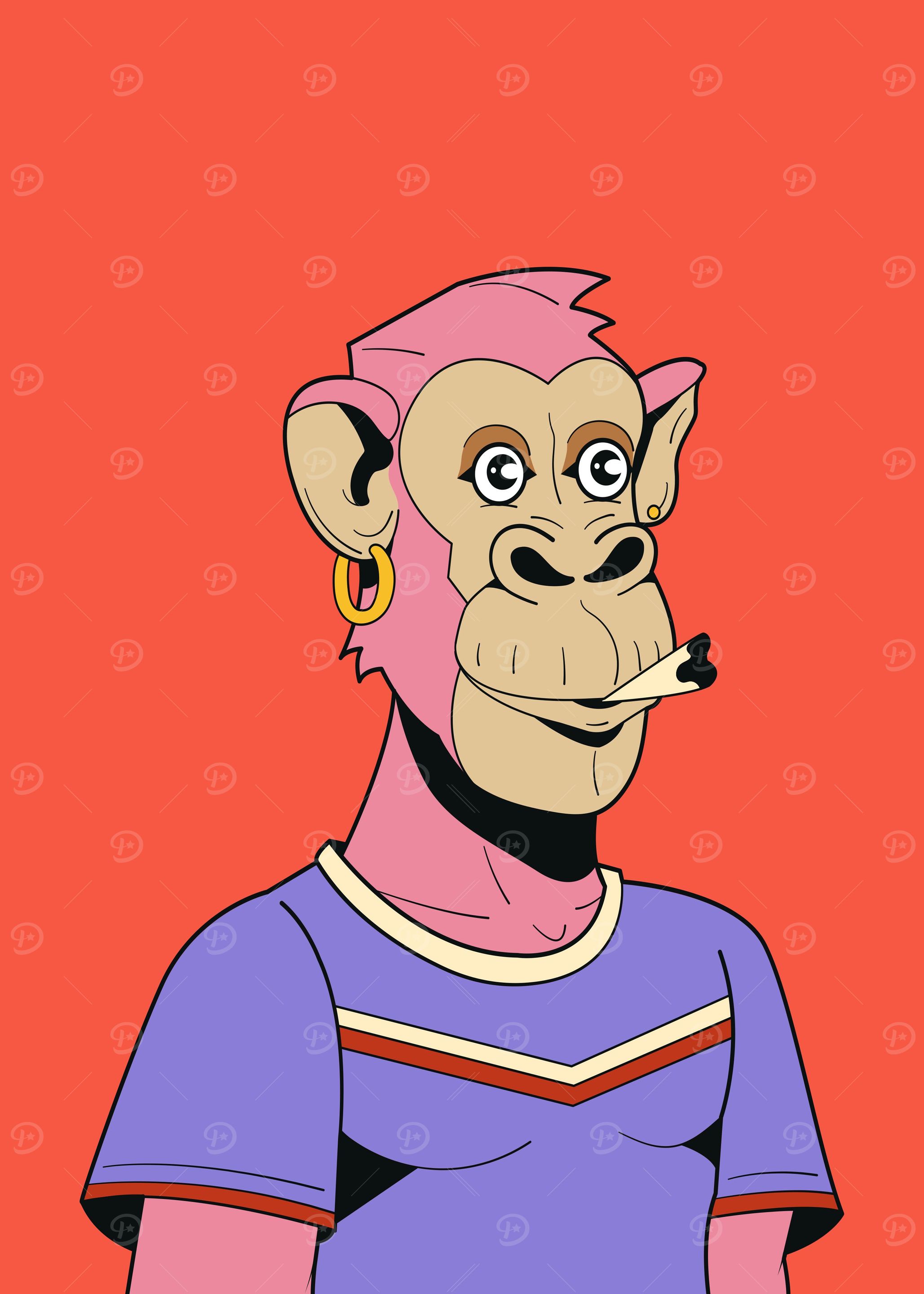 Pink Nft 'Hand drawn nft style ape' Poster, picture, metal print, paint by GoD ...