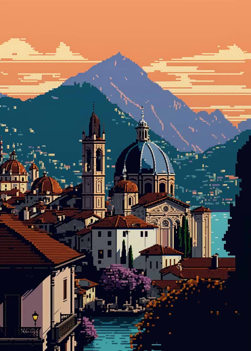 Lugano Pixel art' Poster, picture, metal print, paint by Mdisplate