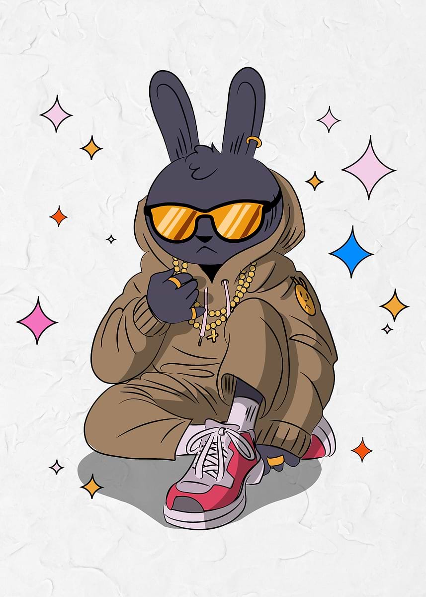 'Cool Rabbit' Poster, picture, metal print, paint by NIZAM KHAN | Displate