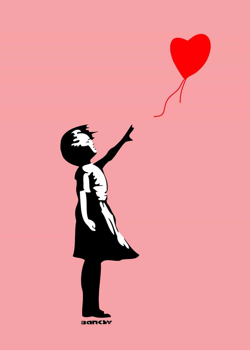 Banksy girl with red balloon wcp ポスター GIRL WITH RED BALLOON