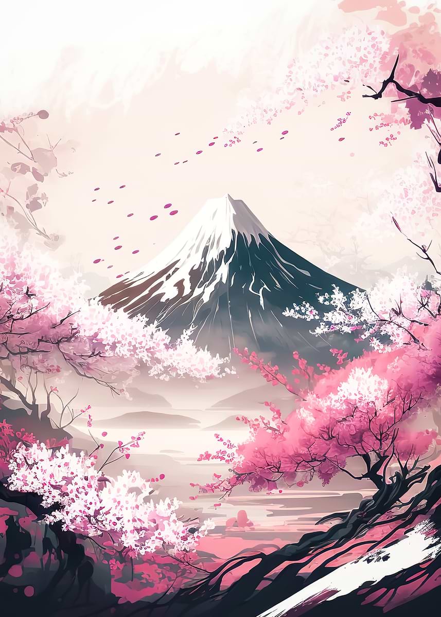 japan cherry blossom' Poster, picture, metal print, paint by