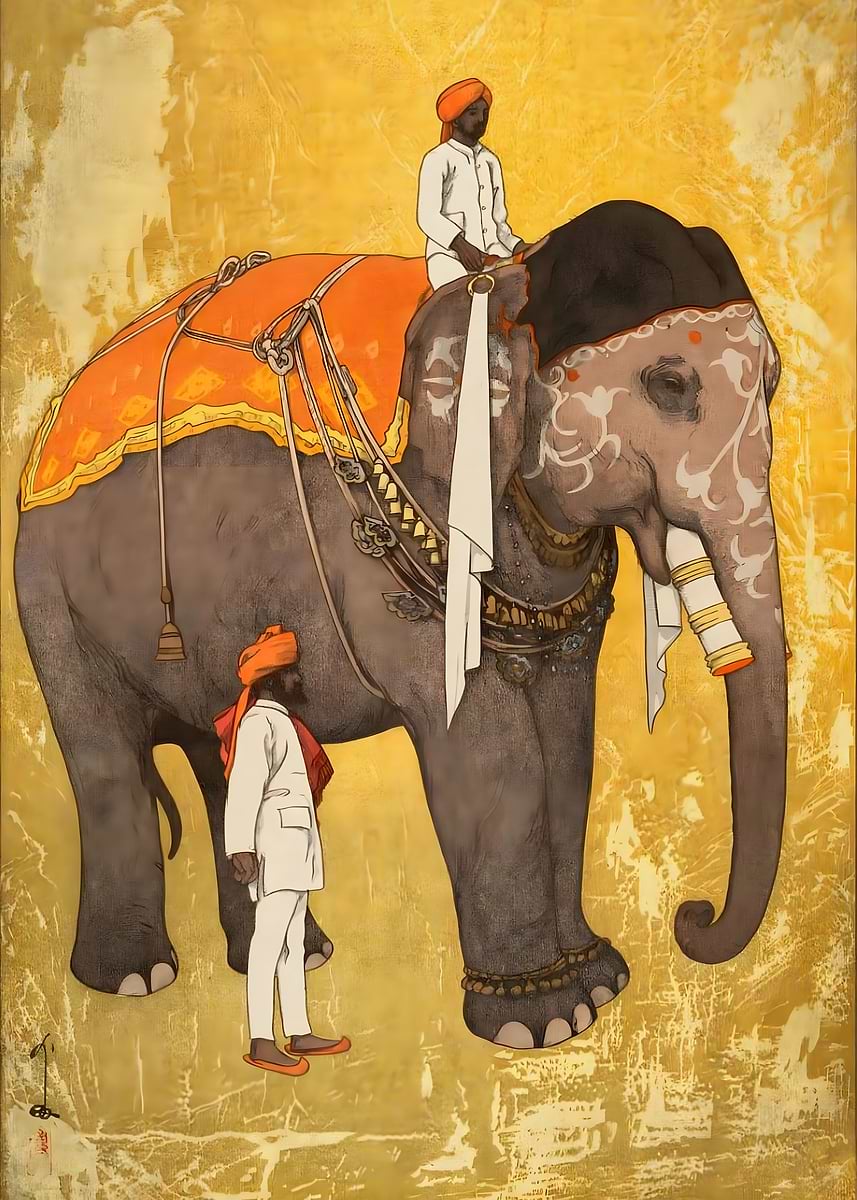 Ukiyo e Elephant' Poster, picture, metal print, paint by kagezami